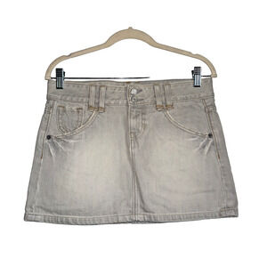 Vintage‎ Y2K Gap Denim Mini Skirt Women's Sz 4 Gray Light Wash Distressed